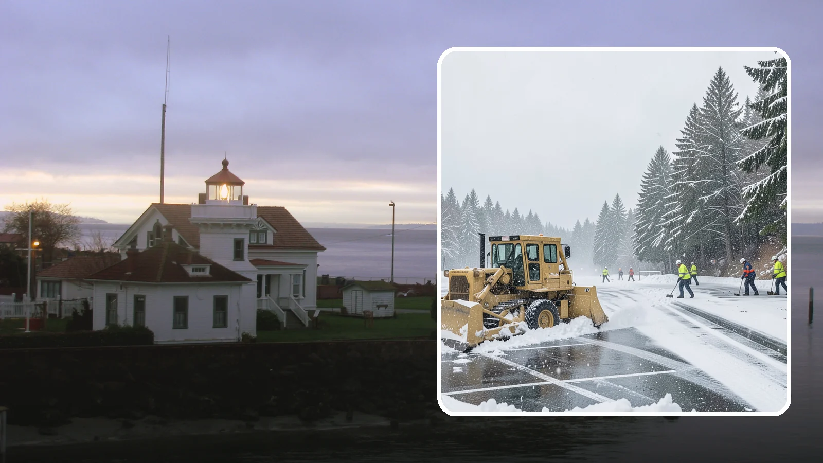 Parking Lot Plowing in Mukilteo, Snohomish County, WA - When a Puget Sound cold snap drops several inches overnight, our plows clear your entire lot before the morning rush.