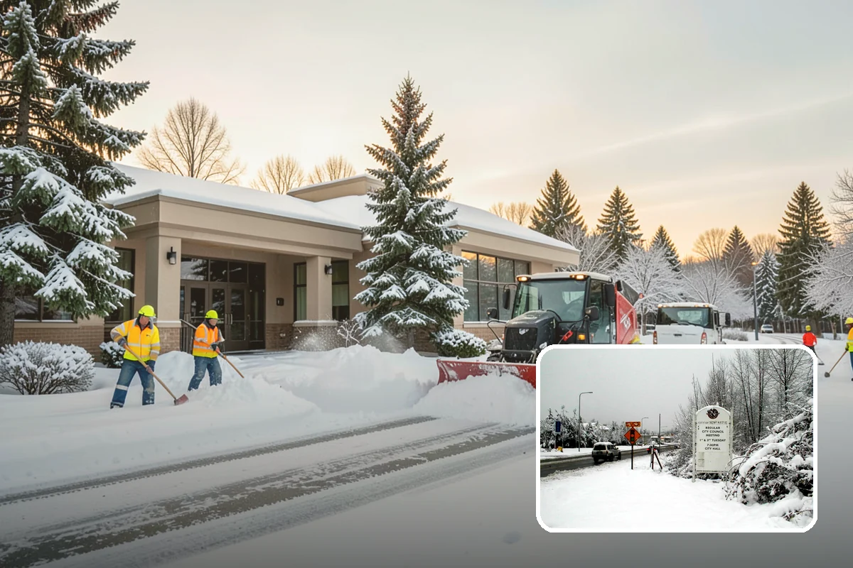 Parking Lot Plowing in Newcastle, King County, WA - Full-lot clearing before opening hours