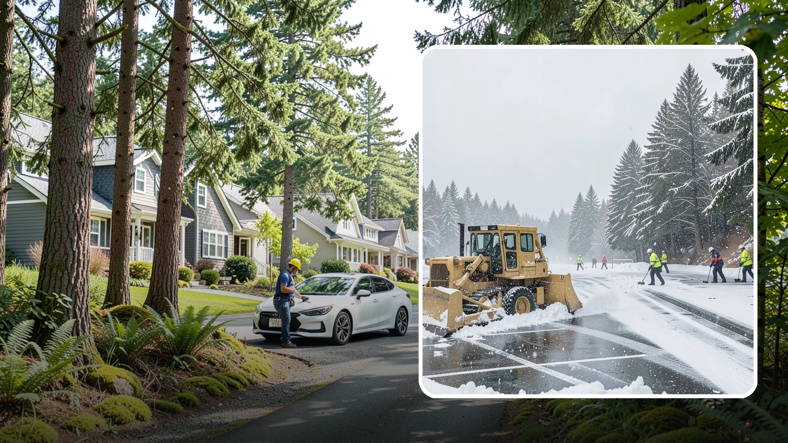 Parking Lot Plowing in Normandy Park, King County, WA - When a Puget Sound cold snap drops several inches overnight, our plows clear your entire lot before the morning rush.