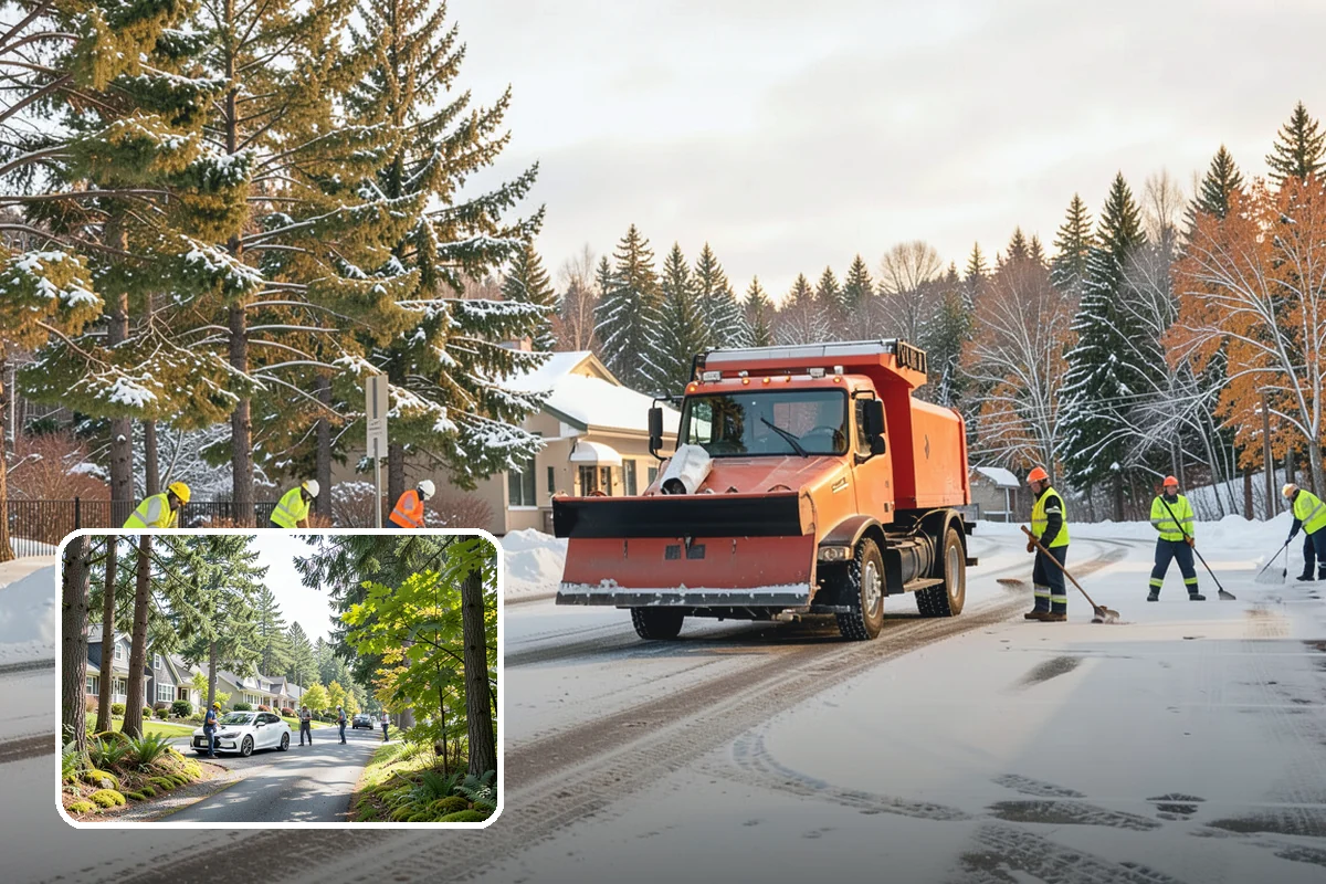 Parking Lot Plowing in Normandy Park, King County, WA - Full-lot clearing before opening hours