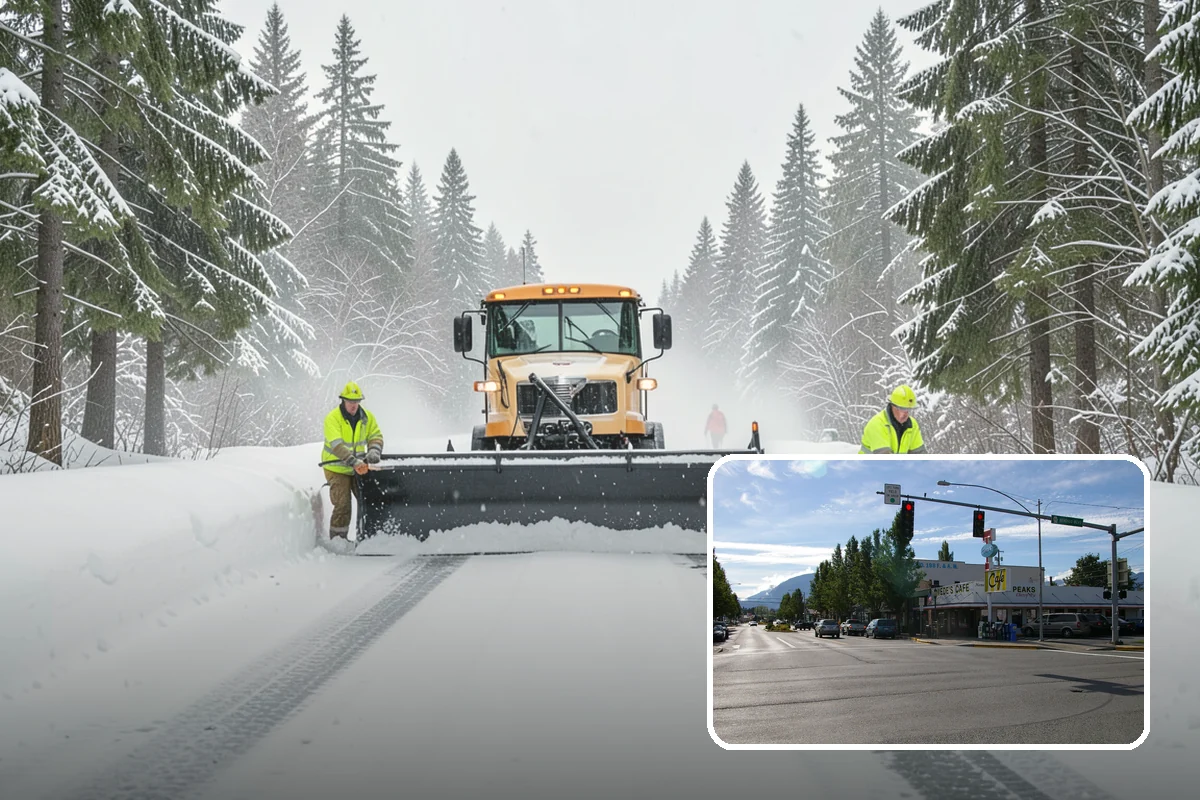 Parking Lot Plowing in North Bend, King County, WA - Full-lot clearing before opening hours