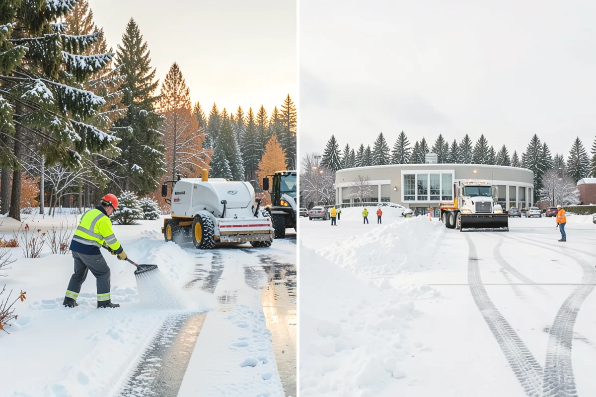 Parking Lot Plowing in North Bend, King County, WA - We map your lot and set snow-stacking corners during a pre-season site walk