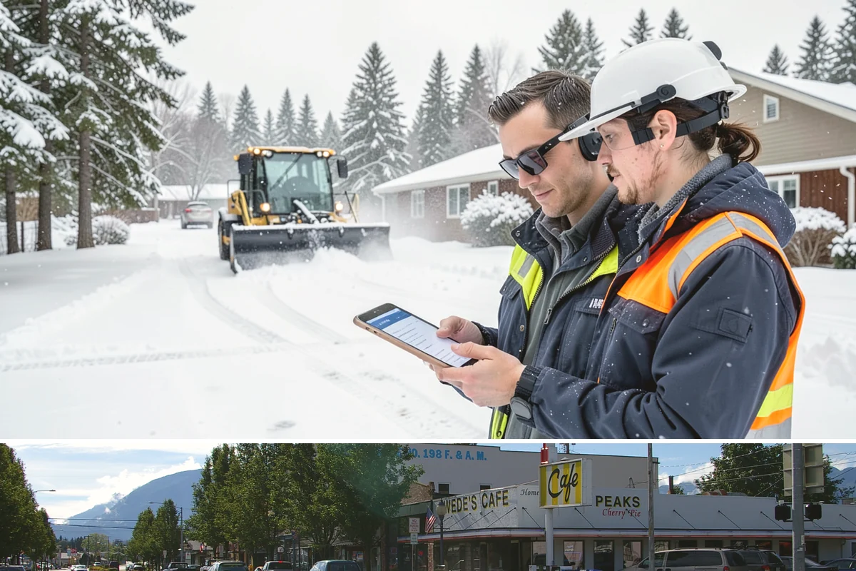 Parking Lot Plowing in North Bend, King County, WA - Book plowing before the November-through-February window when lowland Arctic outbreaks are most likely.