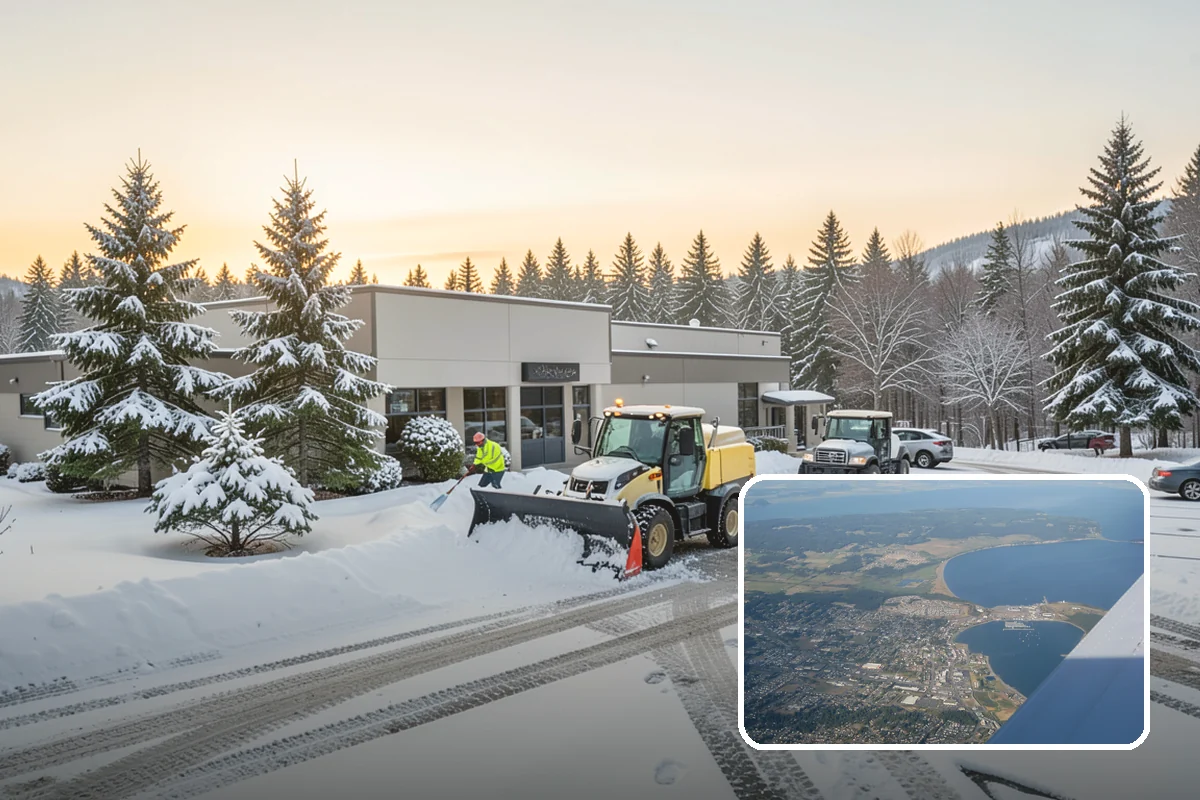 Parking Lot Plowing in Oak Harbor, Island County, WA - Full-lot clearing before opening hours