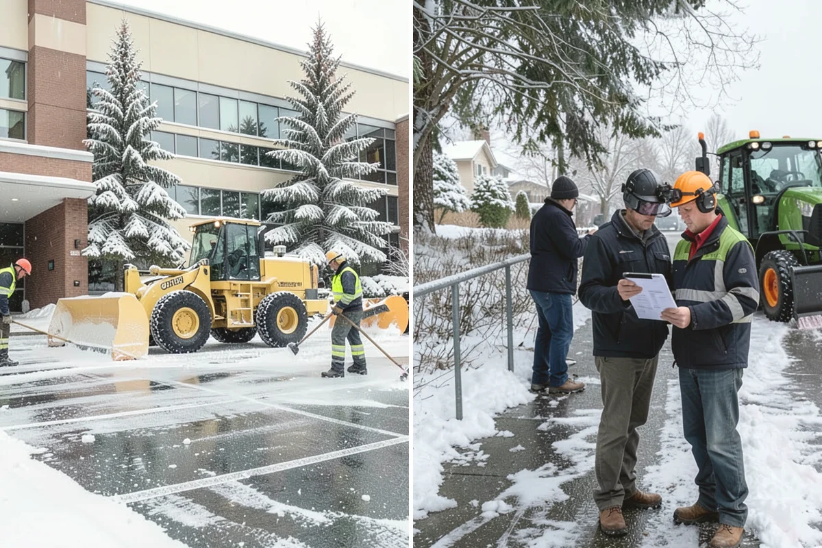 Parking Lot Plowing in Oak Harbor, Island County, WA - We map your lot and set snow-stacking corners during a pre-season site walk