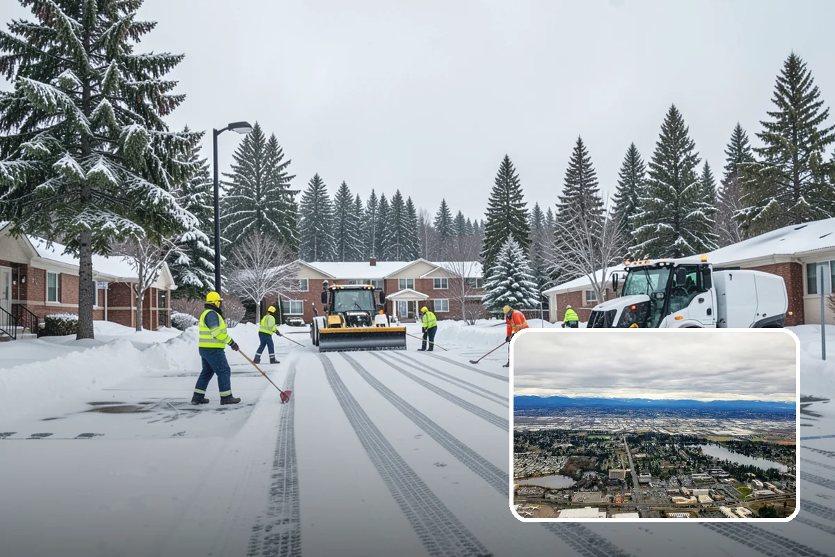Parking Lot Plowing in SeaTac, King County, WA - Full-lot clearing before opening hours