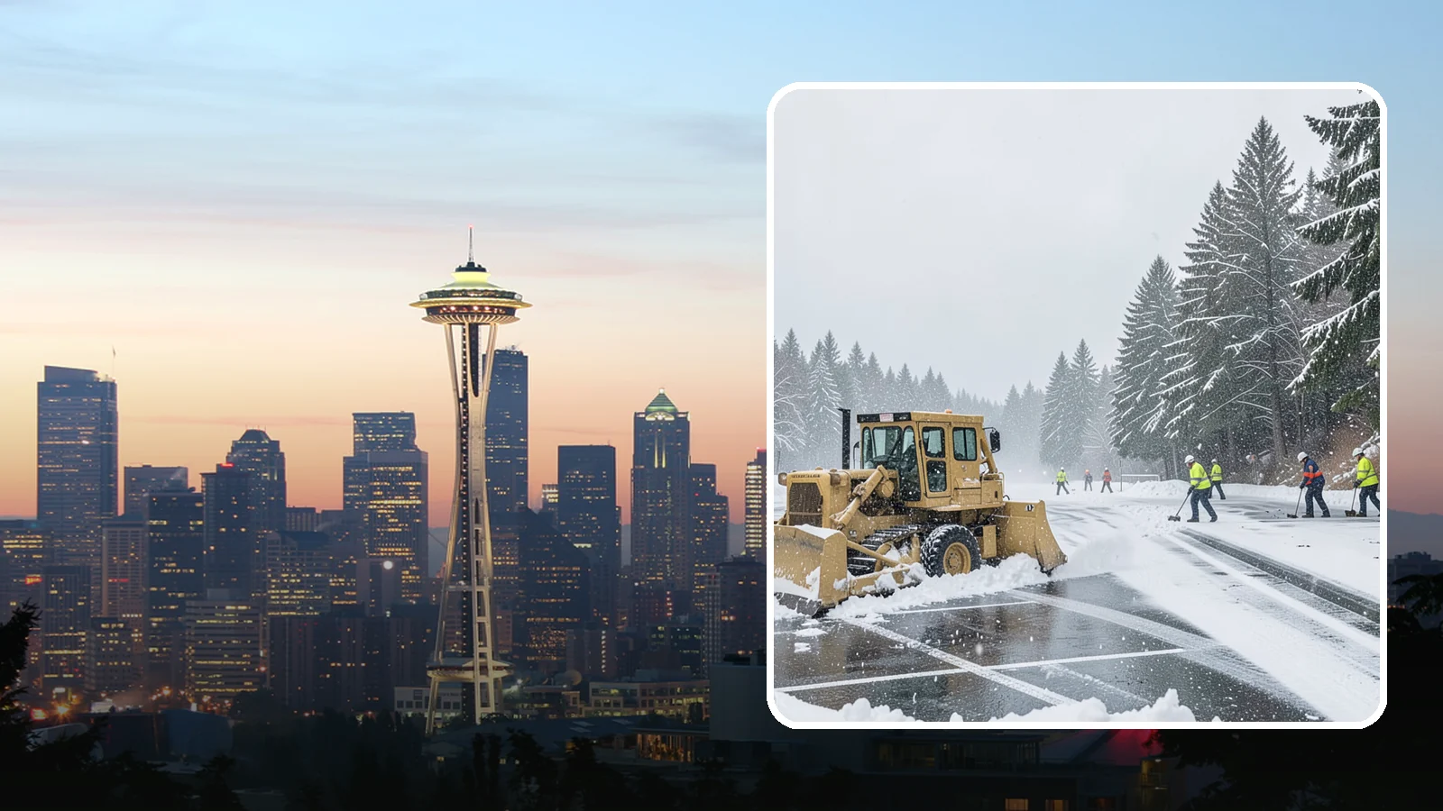 Parking Lot Plowing in Seattle, King County, WA - When a Puget Sound cold snap drops several inches overnight, our plows clear your entire lot before the morning rush.