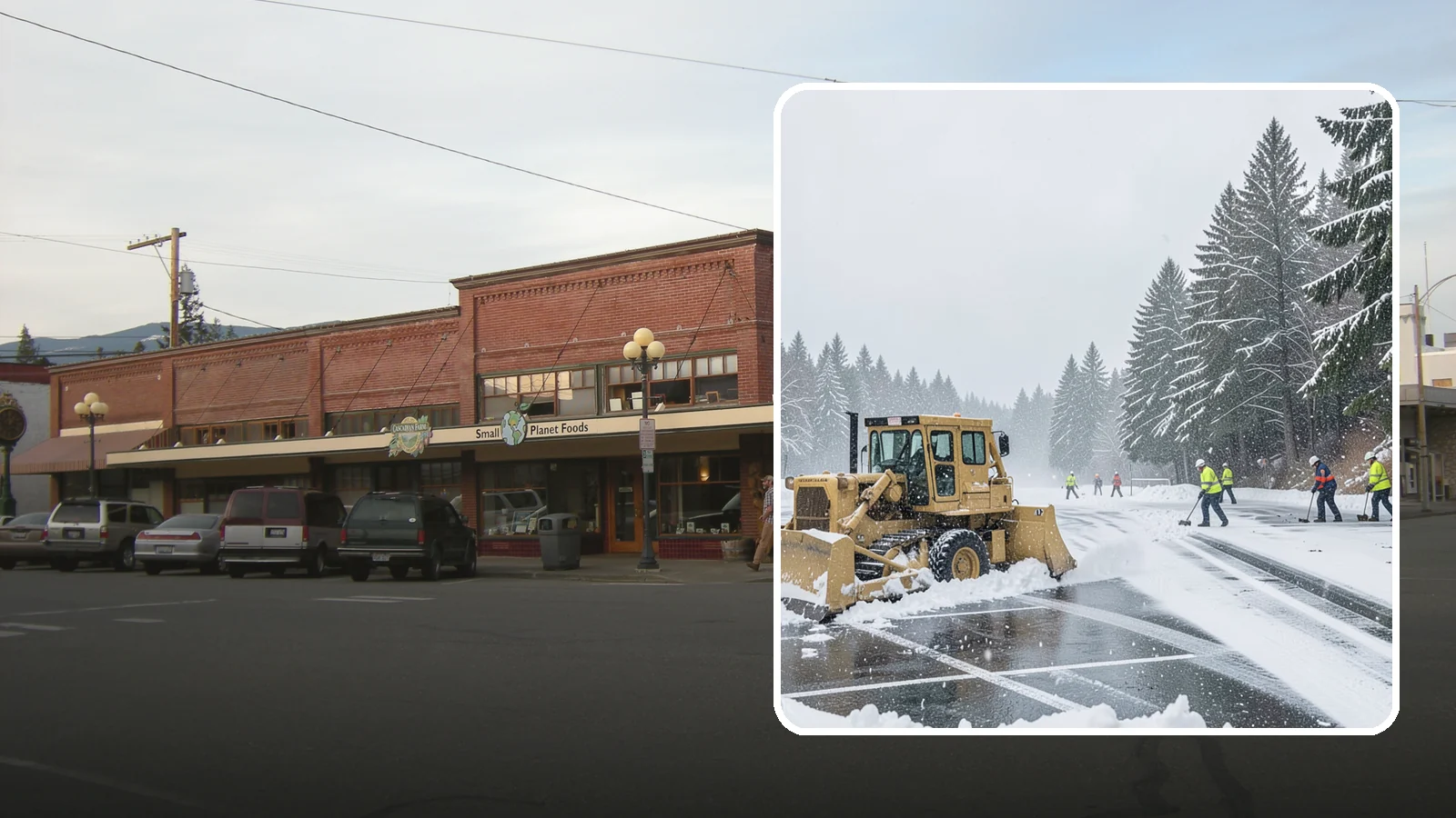 Parking Lot Plowing in Sedro-Woolley, Skagit County, WA - When a Puget Sound cold snap drops several inches overnight, our plows clear your entire lot before the morning rush.