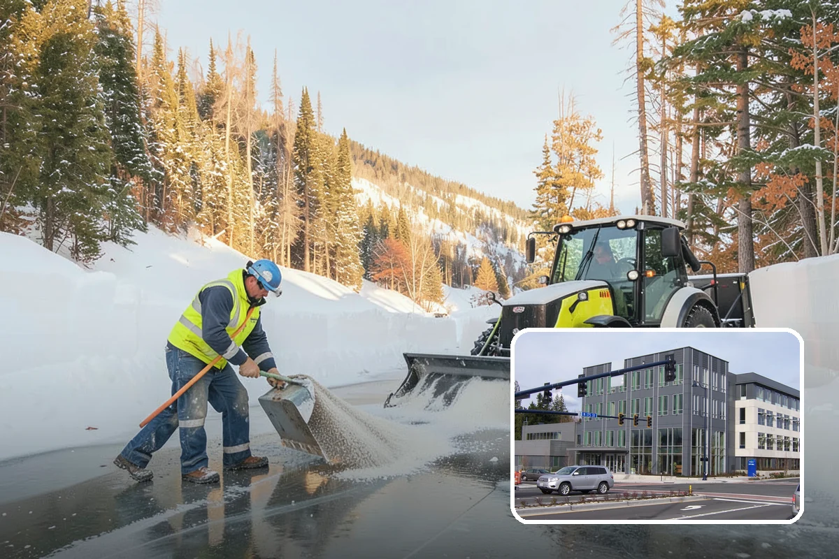 Parking Lot Plowing in Shoreline, King County, WA - Full-lot clearing before opening hours