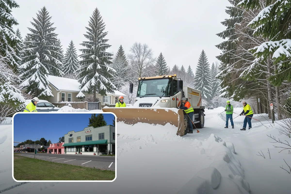 Parking Lot Plowing in Snoqualmie, King County, WA - Full-lot clearing before opening hours