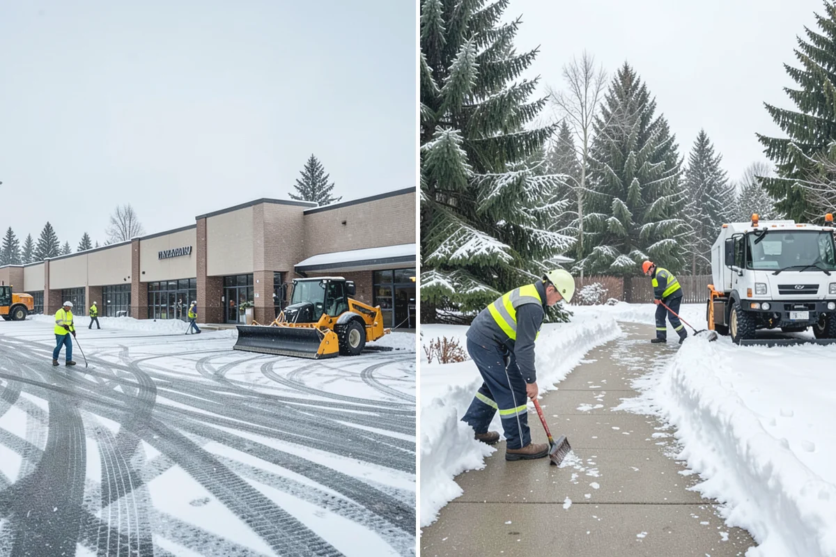Parking Lot Plowing in South Prairie, Pierce County, WA - We map your lot and set snow-stacking corners during a pre-season site walk