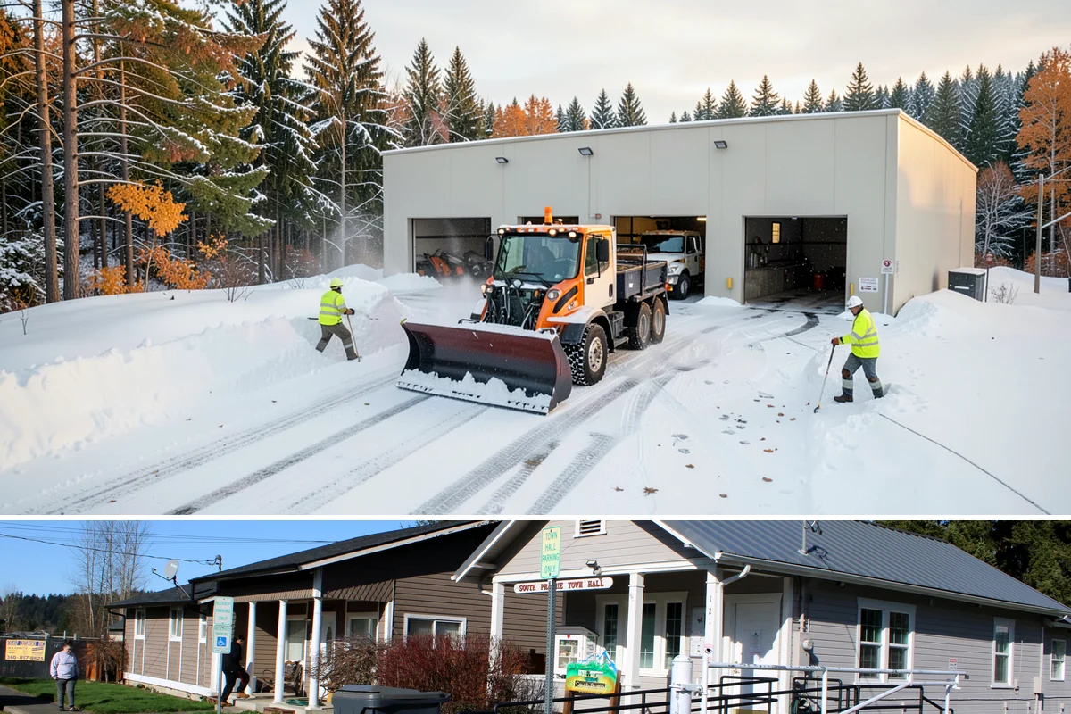 Parking Lot Plowing in South Prairie, Pierce County, WA - Book plowing before the November-through-February window when lowland Arctic outbreaks are most likely.