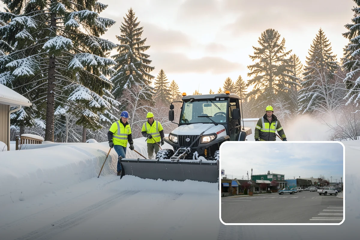 Parking Lot Plowing in Stanwood, Snohomish County, WA - Full-lot clearing before opening hours