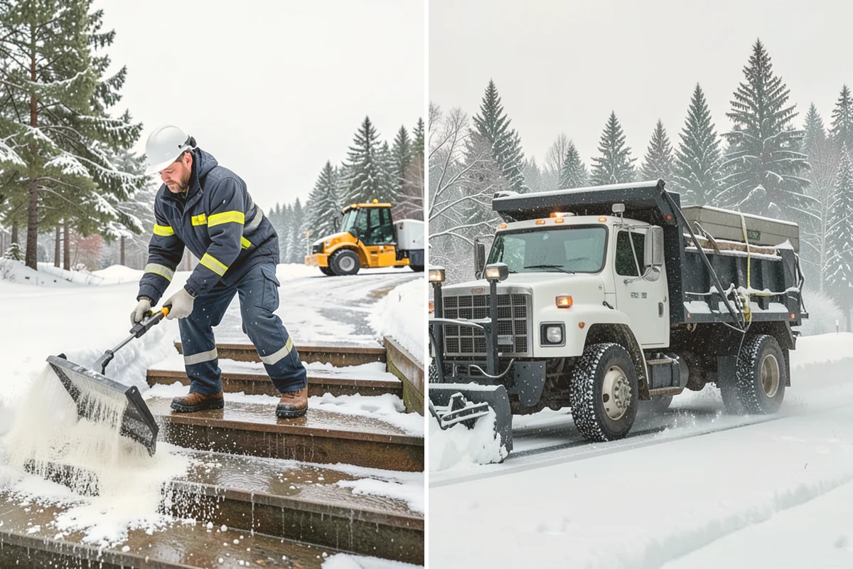 Parking Lot Plowing in Stanwood, Snohomish County, WA - We map your lot and set snow-stacking corners during a pre-season site walk