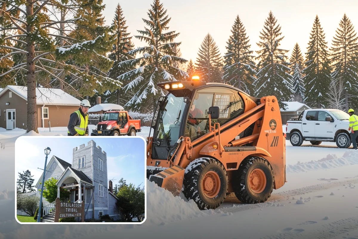 Parking Lot Plowing in Steilacoom, Pierce County, WA - Full-lot clearing before opening hours