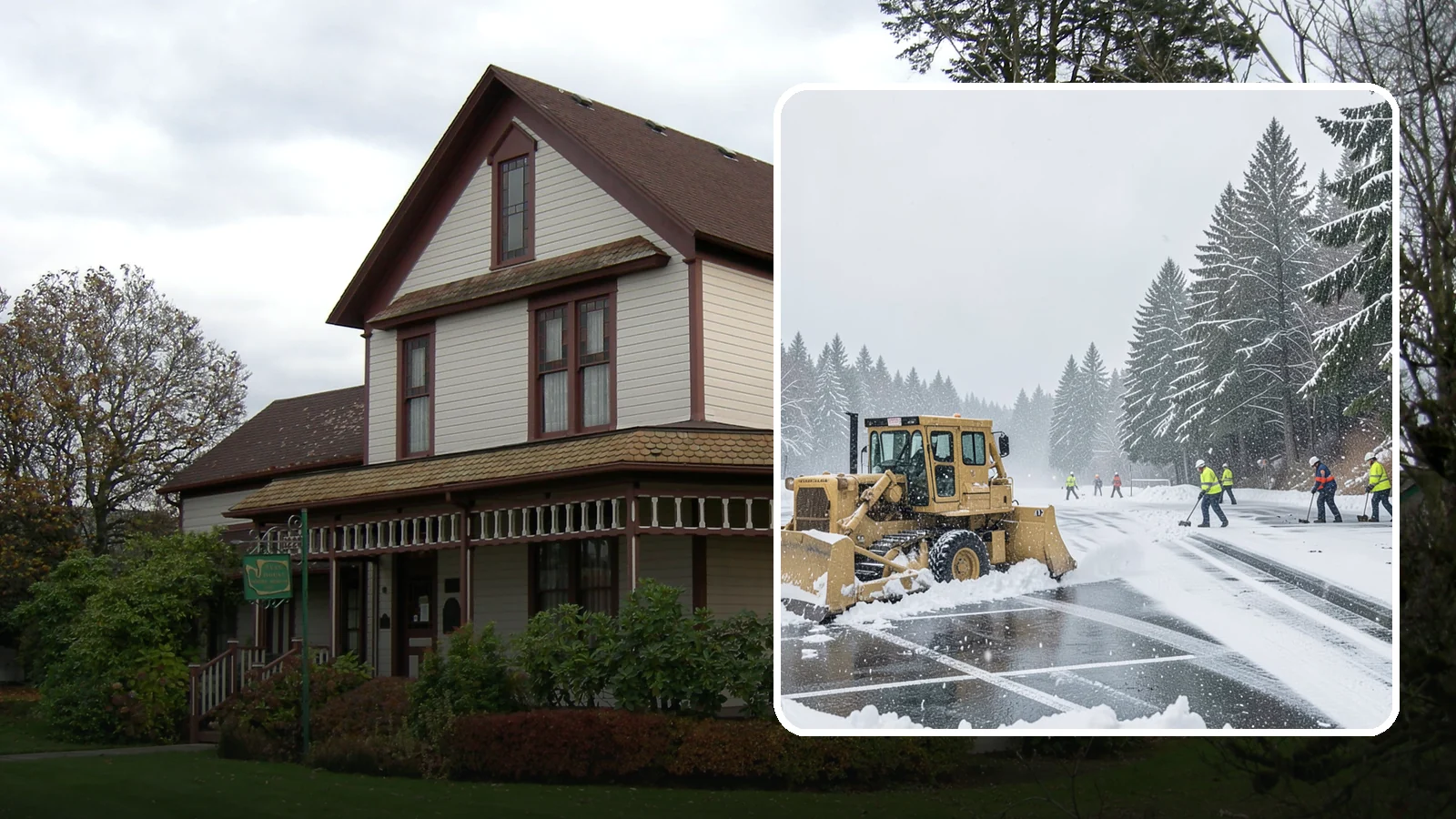 Parking Lot Plowing in Sumner, Pierce County, WA - When a Puget Sound cold snap drops several inches overnight, our plows clear your entire lot before the morning rush.