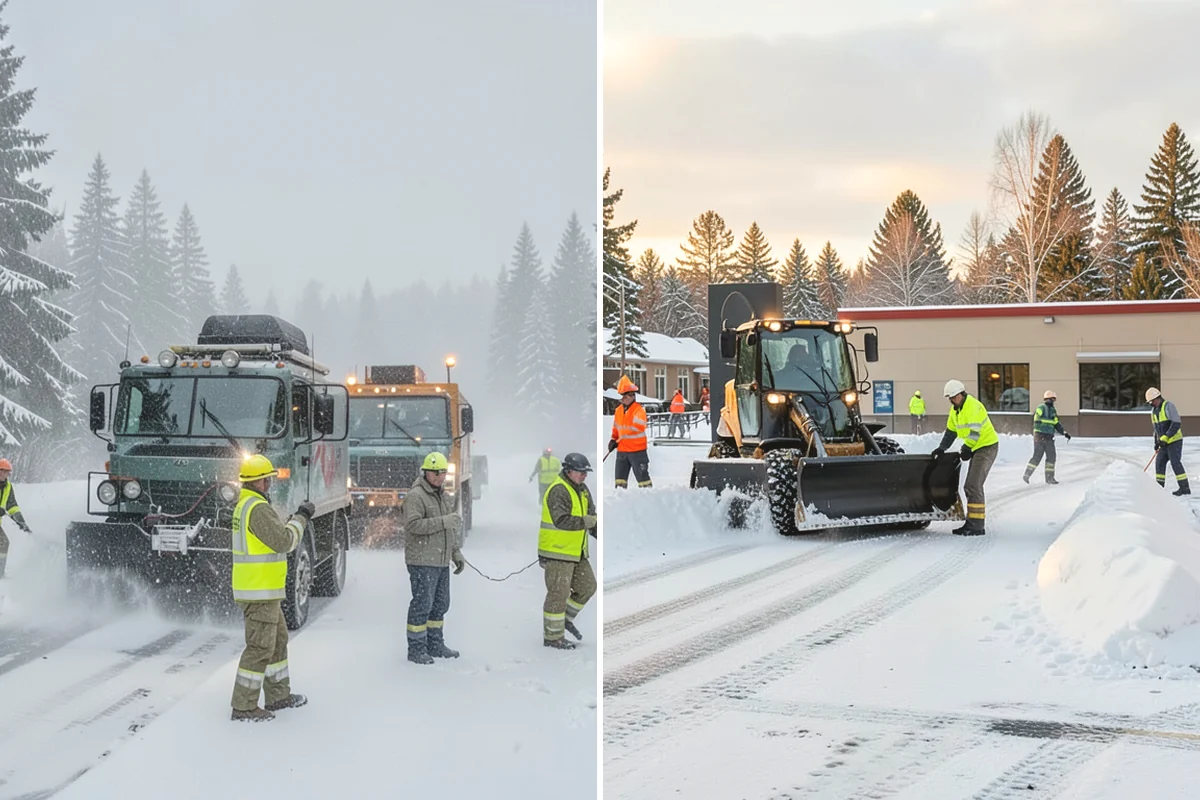Parking Lot Plowing in Tacoma, Pierce County, WA - We map your lot and set snow-stacking corners during a pre-season site walk