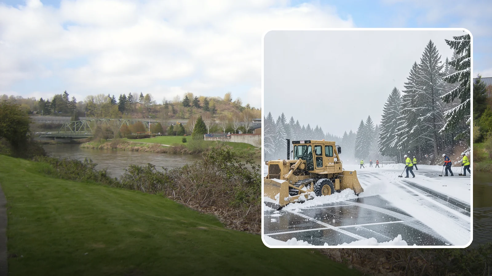 Parking Lot Plowing in Tukwila, King County, WA - When a Puget Sound cold snap drops several inches overnight, our plows clear your entire lot before the morning rush.