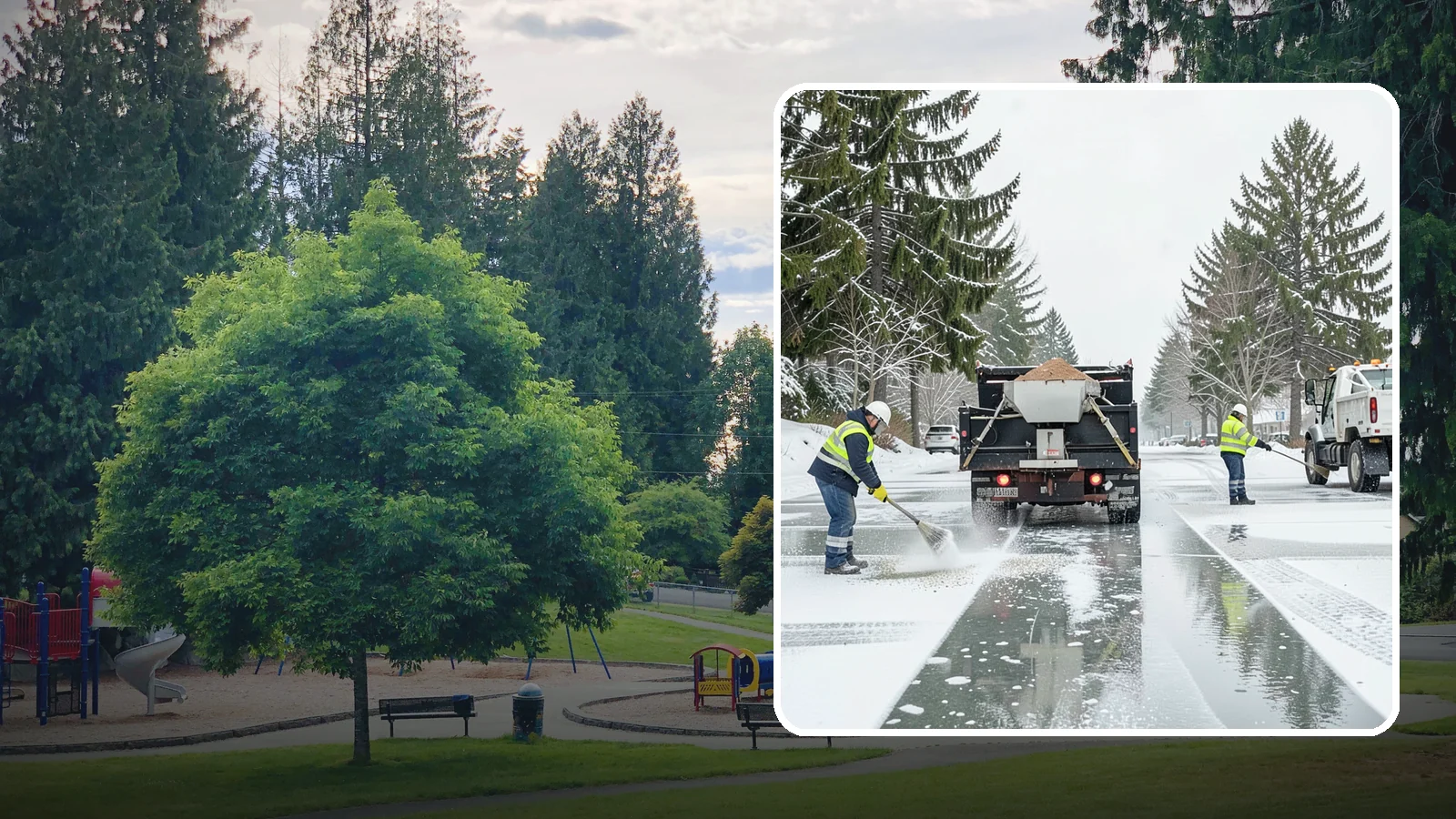 Parking Lot Salting in Bonney Lake, Pierce County, WA - We apply road salt to commercial lots to melt ice and keep pavement clear through typical Western Washington cold.
