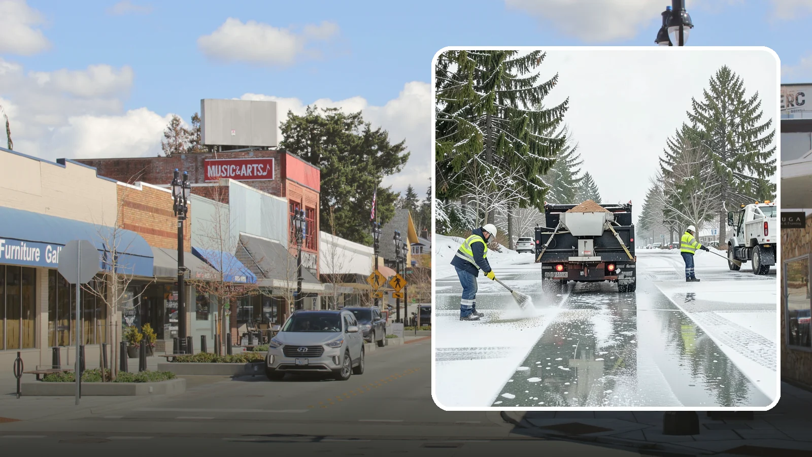 Parking Lot Salting in Bothell, King County, WA - We apply road salt to commercial lots to melt ice and keep pavement clear through typical Western Washington cold.