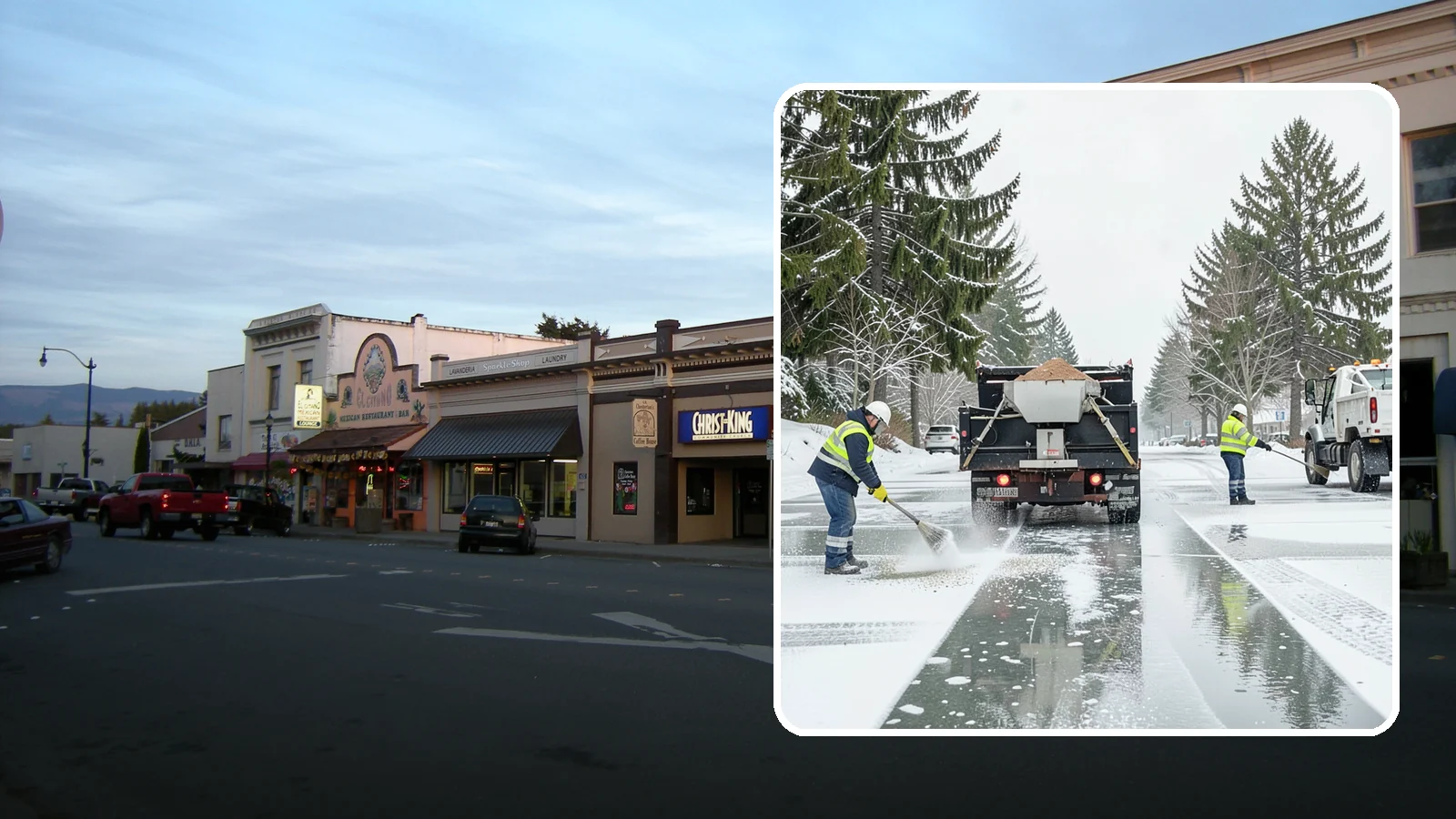 Parking Lot Salting in Burlington, Skagit County, WA - We apply road salt to commercial lots to melt ice and keep pavement clear through typical Western Washington cold.