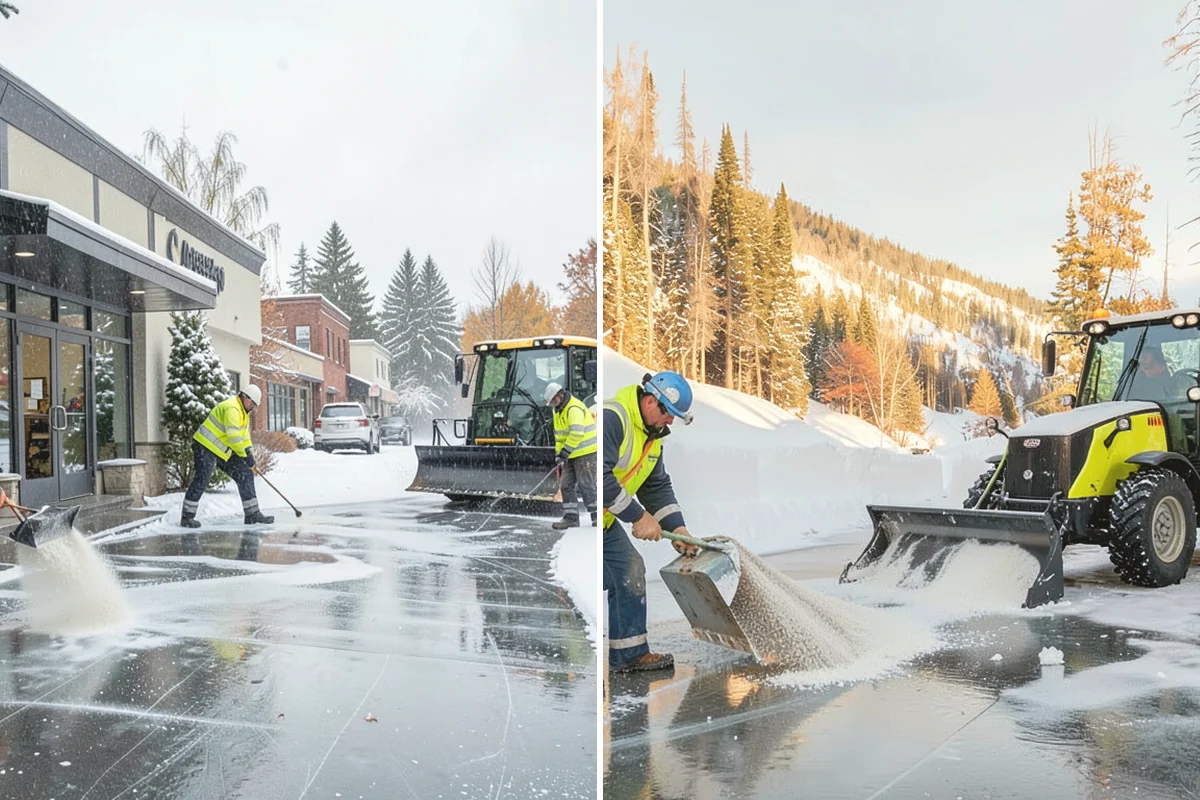 Parking Lot Salting in Carbonado, Pierce County, WA - We confirm temperatures fall within salt's effective range