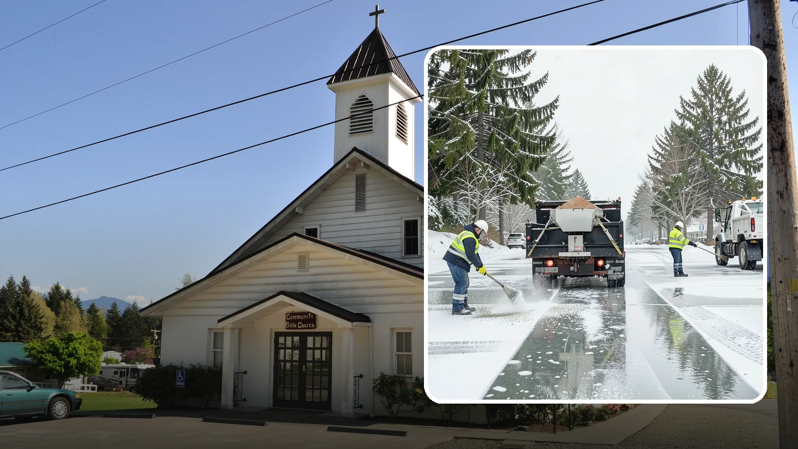 Parking Lot Salting in Concrete, Skagit County, WA - We apply road salt to commercial lots to melt ice and keep pavement clear through typical Western Washington cold.