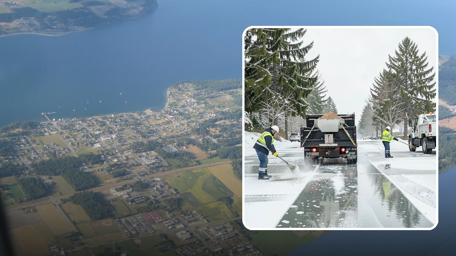 Parking Lot Salting in Coupeville, Island County, WA - We apply road salt to commercial lots to melt ice and keep pavement clear through typical Western Washington cold.