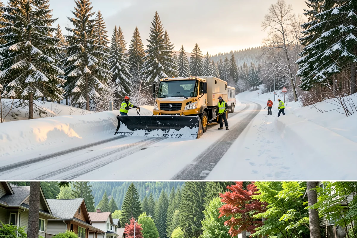 Parking Lot Salting in Darrington, Snohomish County, WA - Salting runs strongest through the mid-winter freeze window of December to February.