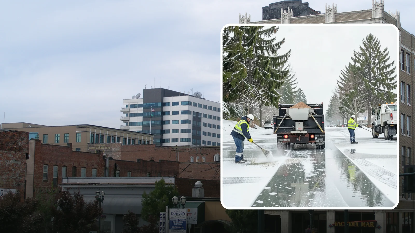Parking Lot Salting in Everett, Snohomish County, WA - We apply road salt to commercial lots to melt ice and keep pavement clear through typical Western Washington cold.