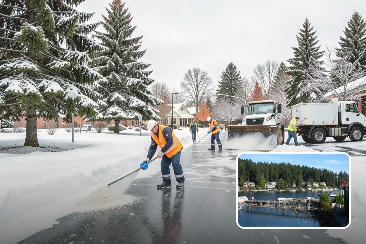 Parking Lot Salting in Gig Harbor, Pierce County, WA - Effective across typical lowland ice temperatures