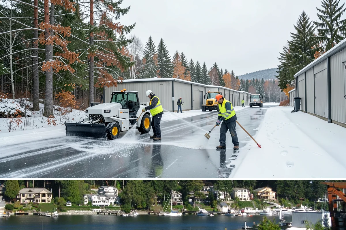 Parking Lot Salting in Gig Harbor, Pierce County, WA - Salting runs strongest through the mid-winter freeze window of December to February.