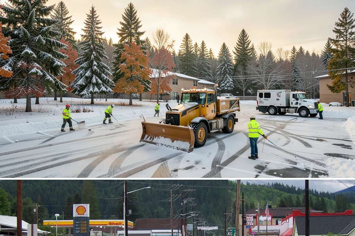 Parking Lot Salting in Granite Falls, Snohomish County, WA - Salting runs strongest through the mid-winter freeze window of December to February.