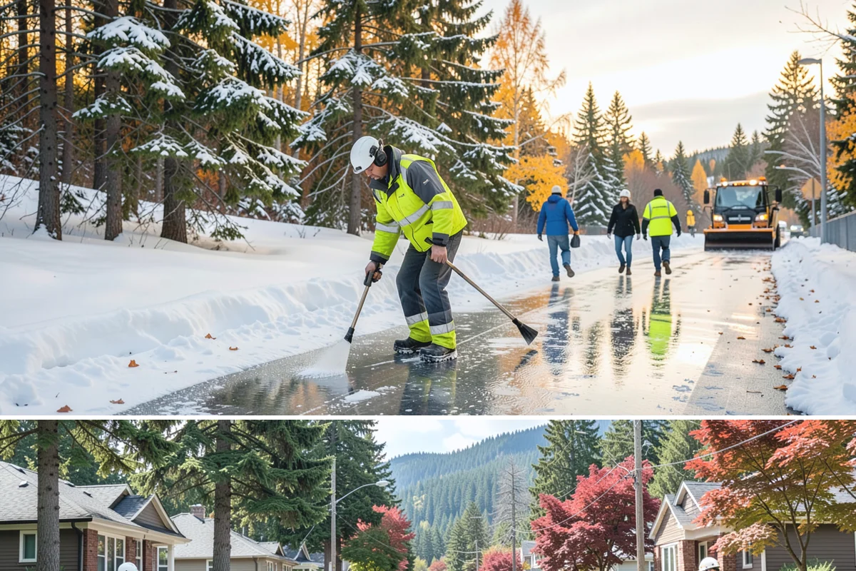 Parking Lot Salting in Hunts Point, King County, WA - Salting runs strongest through the mid-winter freeze window of December to February.
