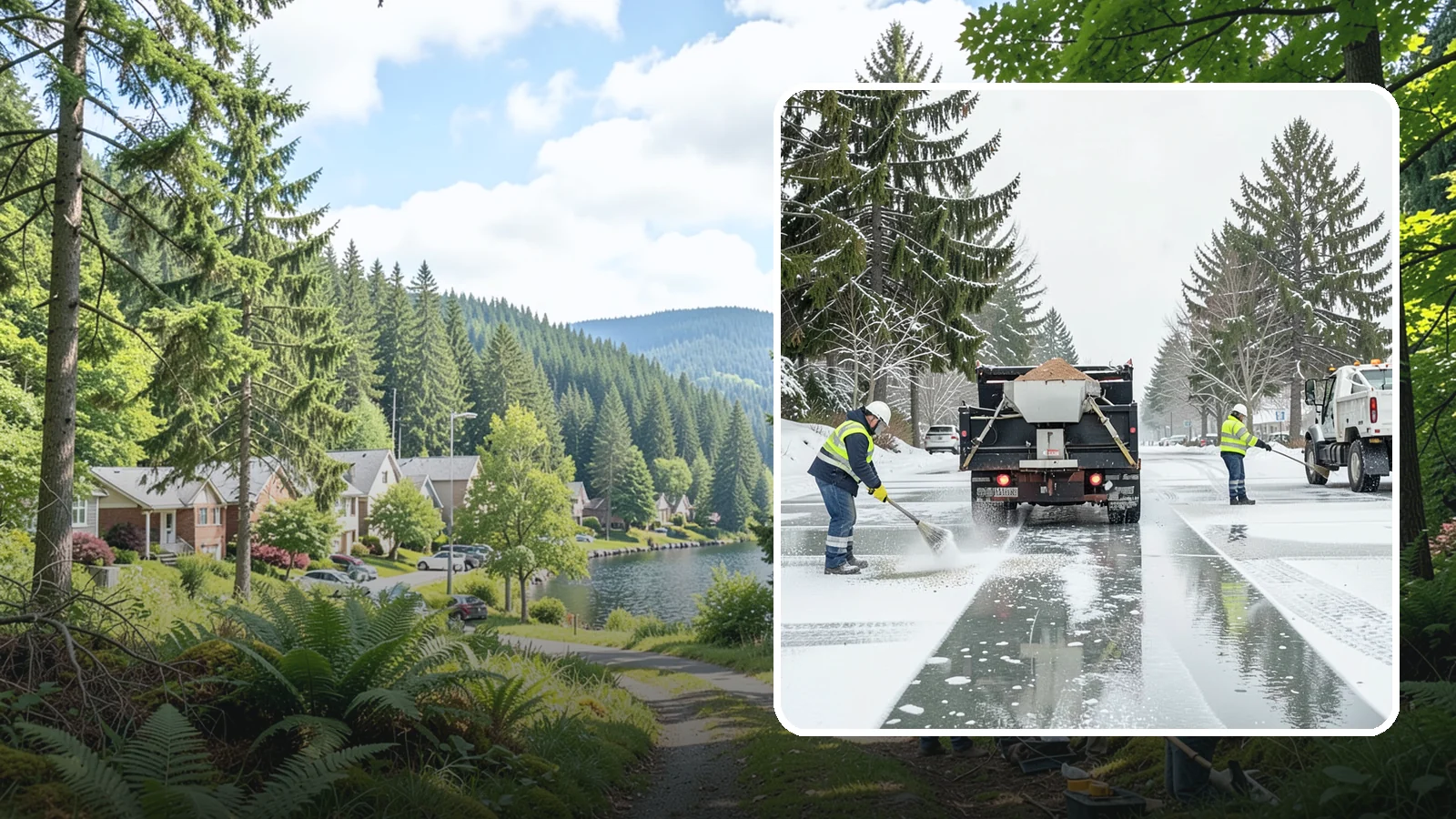Parking Lot Salting in Lake Forest Park, King County, WA - We apply road salt to commercial lots to melt ice and keep pavement clear through typical Western Washington cold.