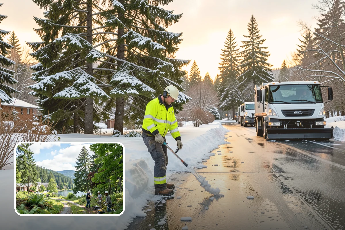 Parking Lot Salting in Lake Forest Park, King County, WA - Effective across typical lowland ice temperatures