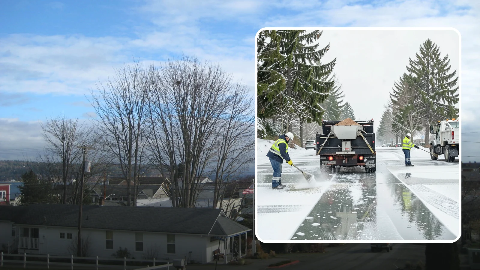 Parking Lot Salting in Langley, Island County, WA - We apply road salt to commercial lots to melt ice and keep pavement clear through typical Western Washington cold.