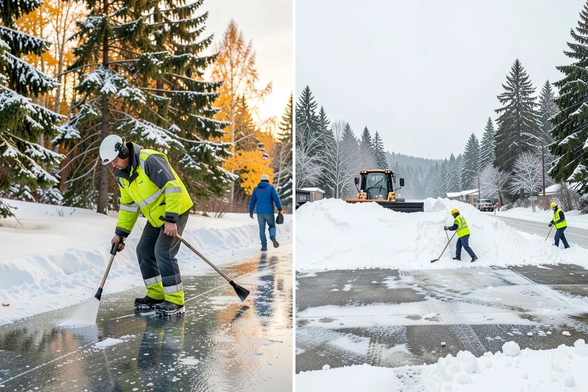 Parking Lot Salting in Lyman, Skagit County, WA - We confirm temperatures fall within salt's effective range