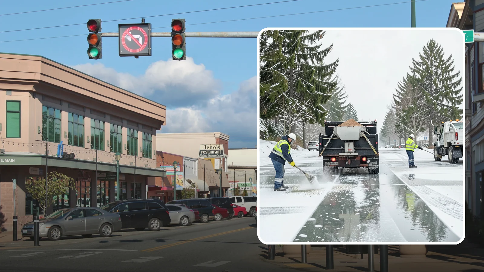 Parking Lot Salting in Monroe, Snohomish County, WA - We apply road salt to commercial lots to melt ice and keep pavement clear through typical Western Washington cold.