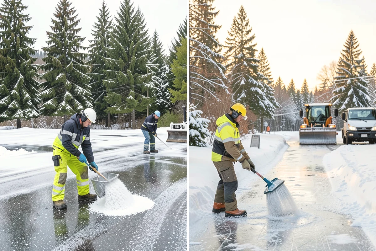 Parking Lot Salting in Monroe, Snohomish County, WA - We confirm temperatures fall within salt's effective range