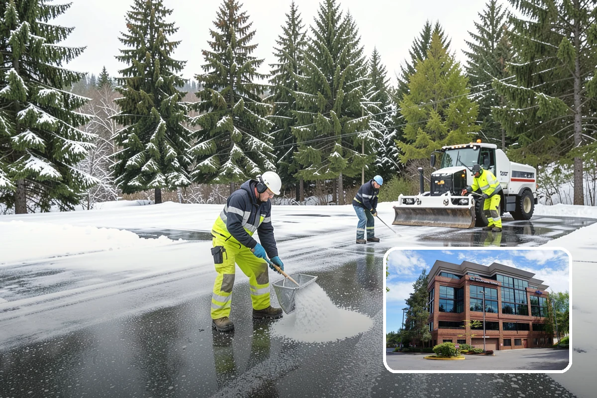 Parking Lot Salting in Mountlake Terrace, Snohomish County, WA - Effective across typical lowland ice temperatures