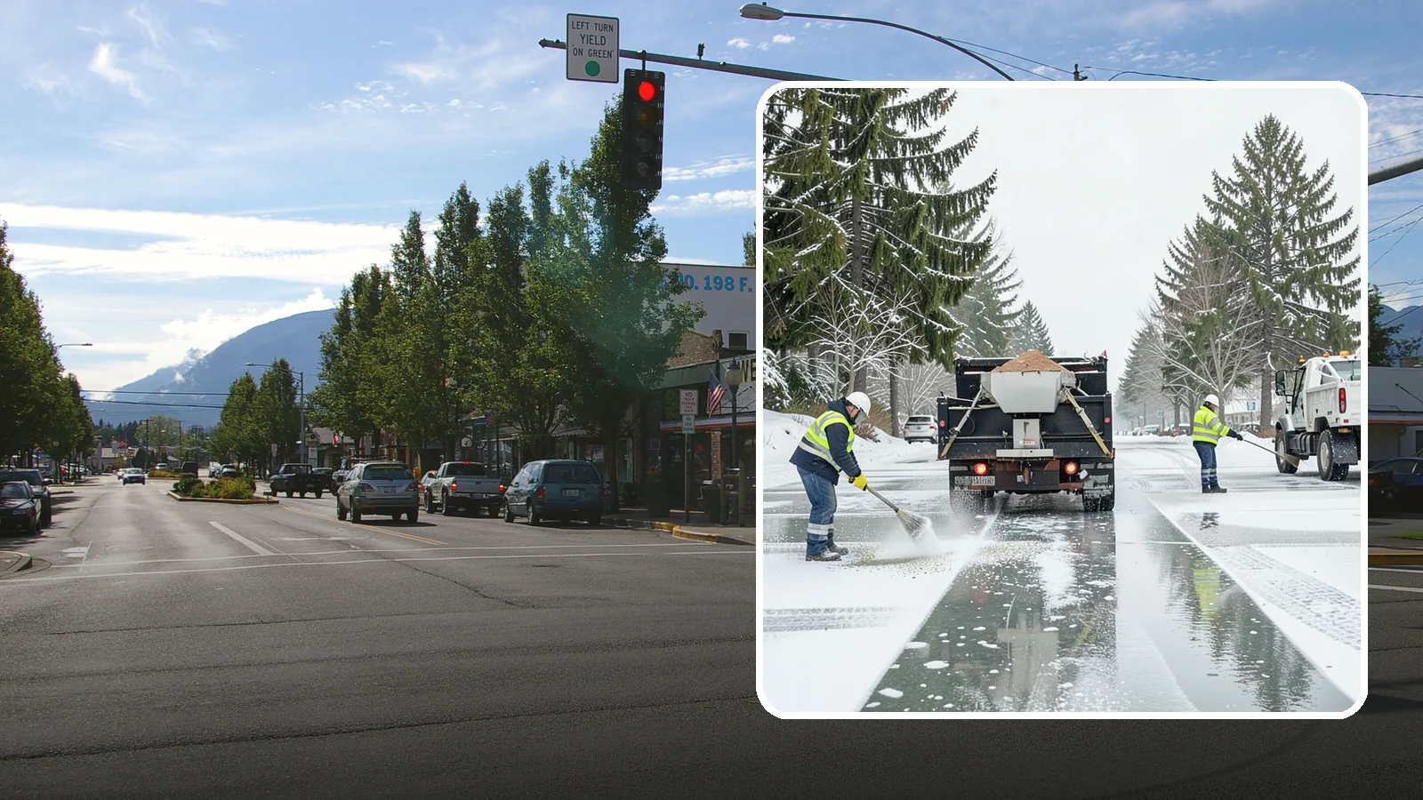 Parking Lot Salting in North Bend, King County, WA - We apply road salt to commercial lots to melt ice and keep pavement clear through typical Western Washington cold.
