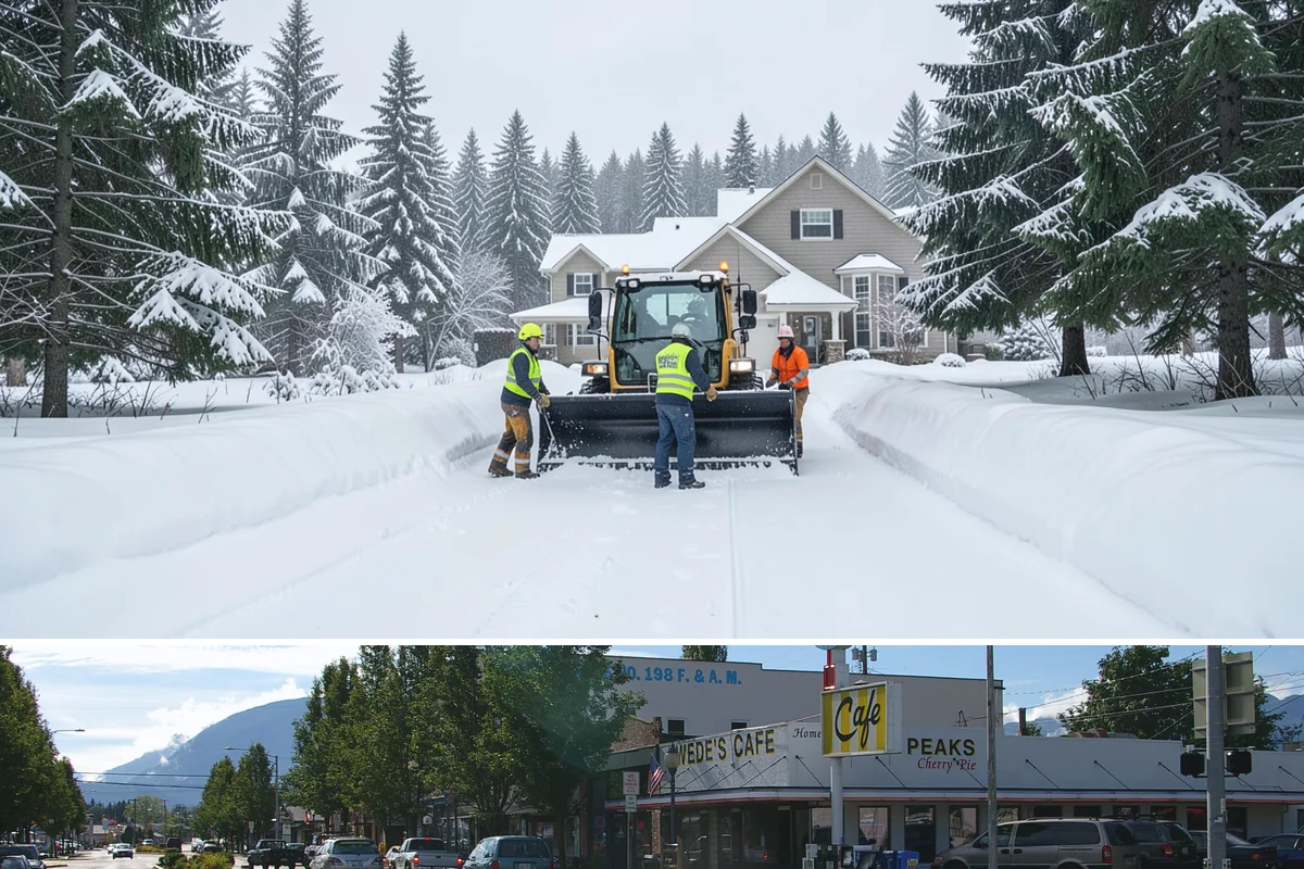 Parking Lot Salting in North Bend, King County, WA - Salting runs strongest through the mid-winter freeze window of December to February.