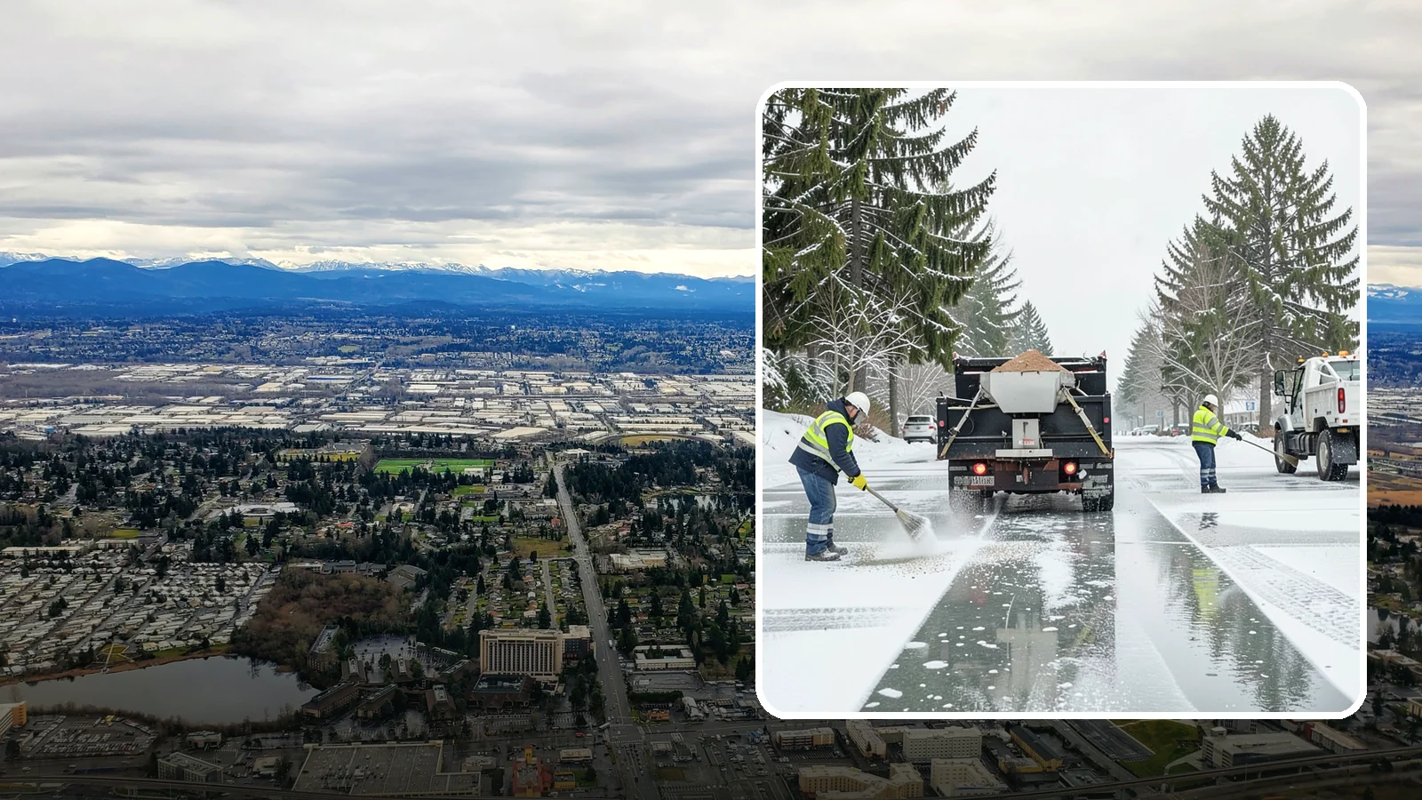 Parking Lot Salting in SeaTac, King County, WA - We apply road salt to commercial lots to melt ice and keep pavement clear through typical Western Washington cold.
