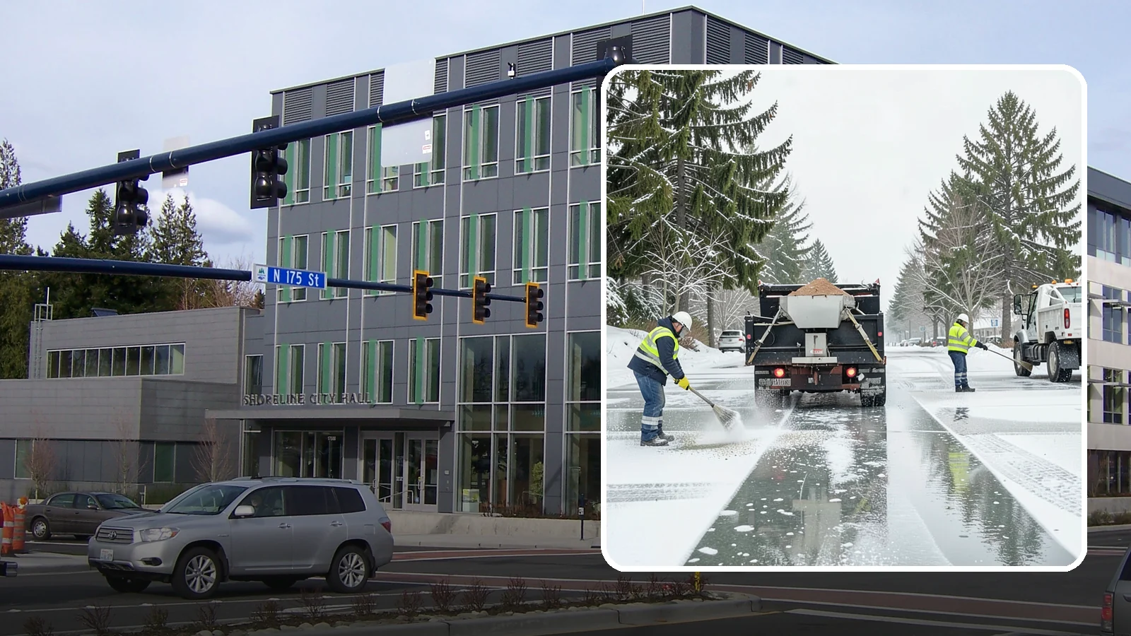 Parking Lot Salting in Shoreline, King County, WA - We apply road salt to commercial lots to melt ice and keep pavement clear through typical Western Washington cold.