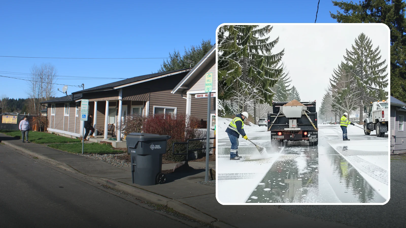 Parking Lot Salting in South Prairie, Pierce County, WA - We apply road salt to commercial lots to melt ice and keep pavement clear through typical Western Washington cold.
