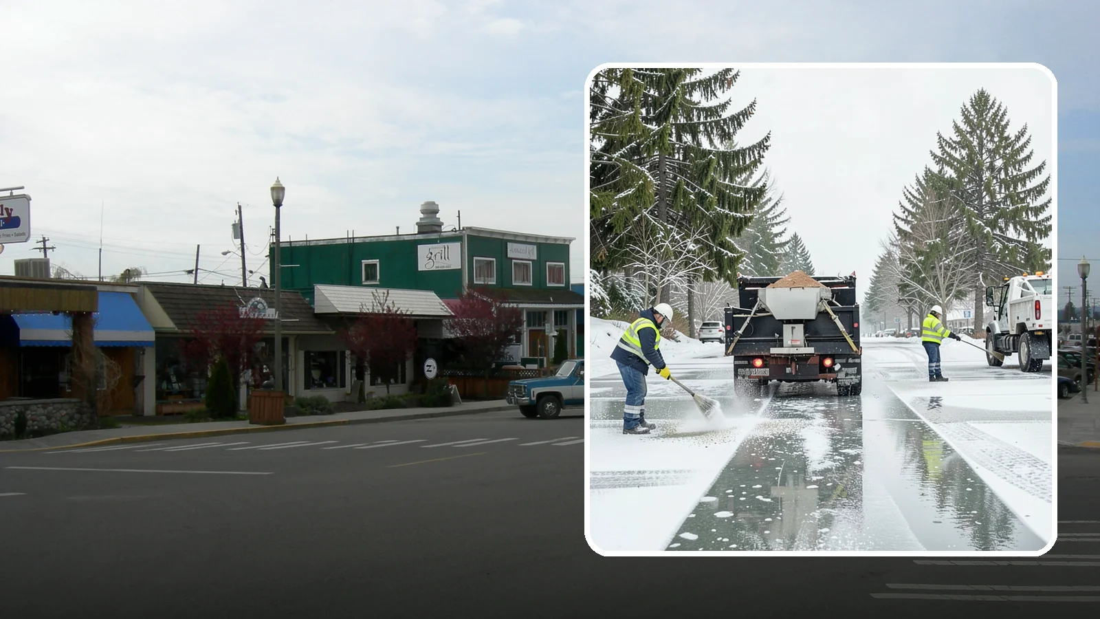 Parking Lot Salting in Stanwood, Snohomish County, WA - We apply road salt to commercial lots to melt ice and keep pavement clear through typical Western Washington cold.