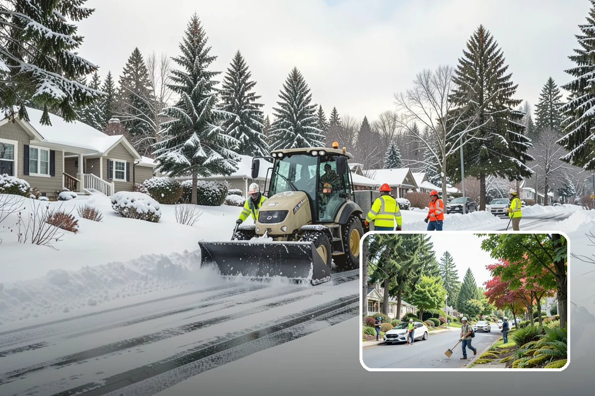 Parking Lot Sanding in Beaux Arts Village, King County, WA - Immediate traction on packed snow and ice