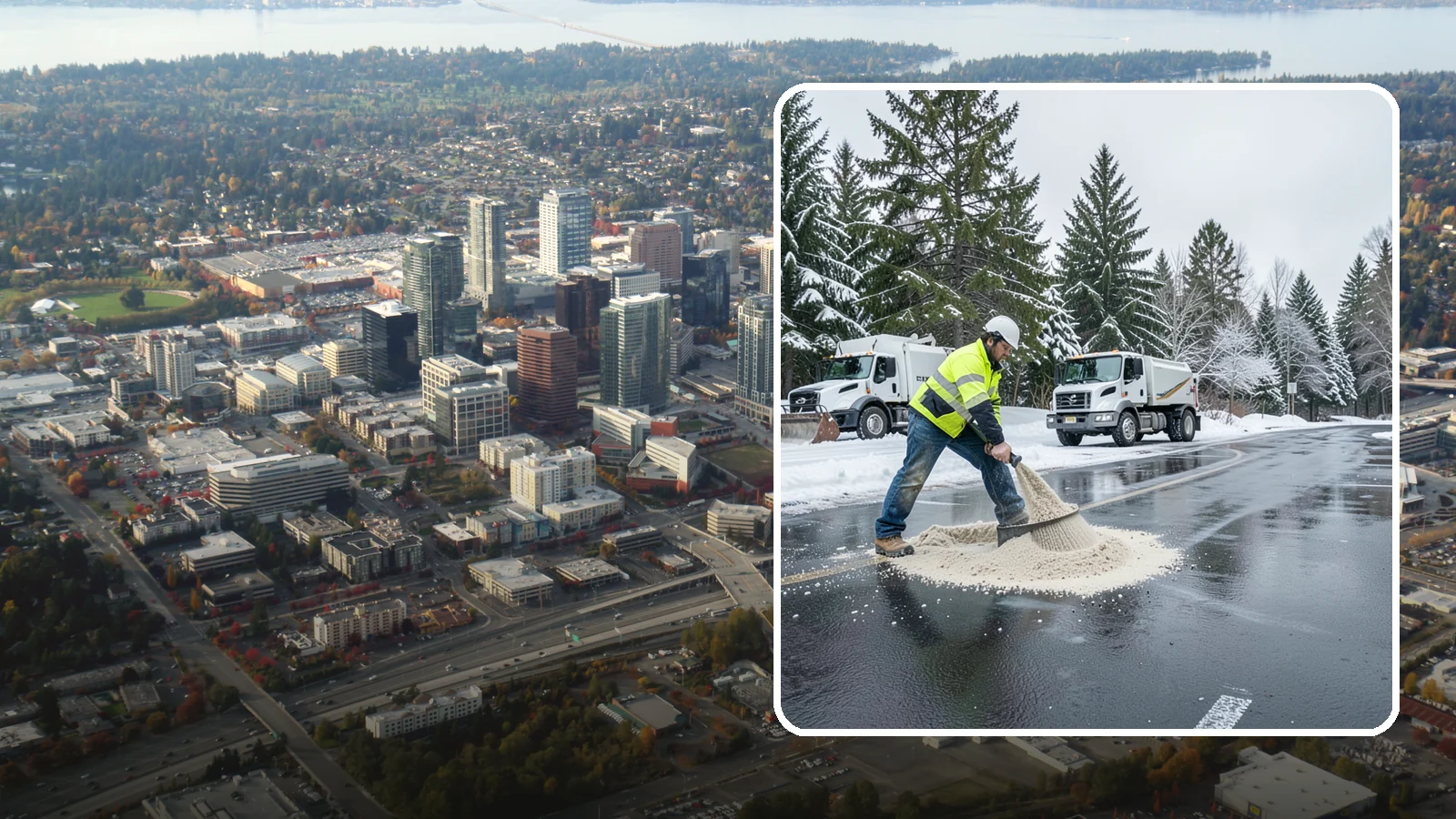 Parking Lot Sanding in Bellevue, King County, WA - When temperatures fall too low for salt to work, we spread sand to restore traction across your lot.