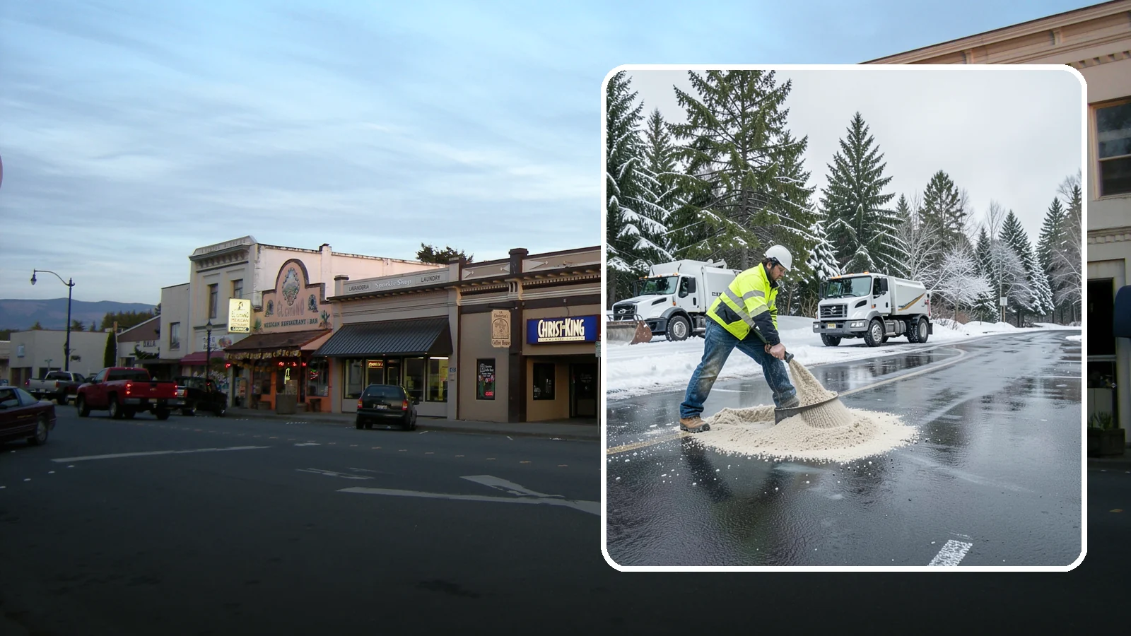 Parking Lot Sanding in Burlington, Skagit County, WA - When temperatures fall too low for salt to work, we spread sand to restore traction across your lot.